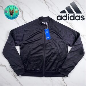 Adidas Track Jacket Women's Medium Trefoil‎ Jacquard Full Zip 3 Stripe Y2K Korn